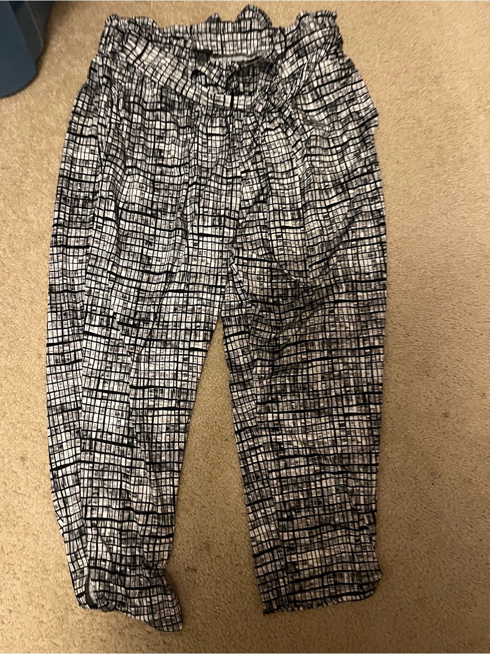 Robert Louis Black & White Grid Print Joggers